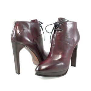 NIB$995 CoSTUME NATIONAL LACED VINTAGE LEATHER ANKLE BOOTS PLATFORM HEELS 39 9